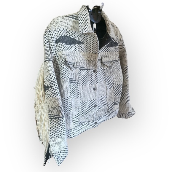 LEVIS FRINGE WOOL BLEND TRUCKERS JACKET Boho Chic Coastal Cowgirl Size 1… - Picture 13 of 13